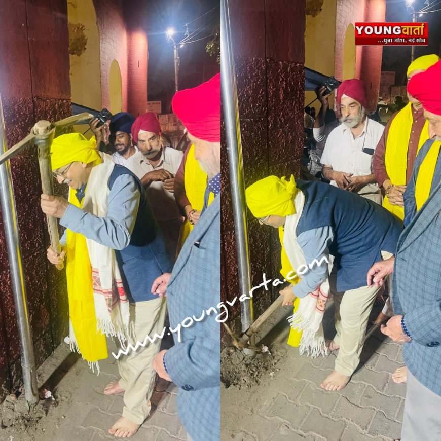 बरसात में टूटे गुरुद्वारा साहिब नाहन के प्रवेश द्वार के जीर्णोद्धार कार्य का विधायक सोलंकी ने किया शुभारंभ