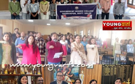 धर्मपुर कालेज में केन्द्रीय छात्र संगठन का शपथ ग्रहण समारोह , हिमानी ने अध्यक्ष तो  आरुषि ने की सचिव की शपथ 