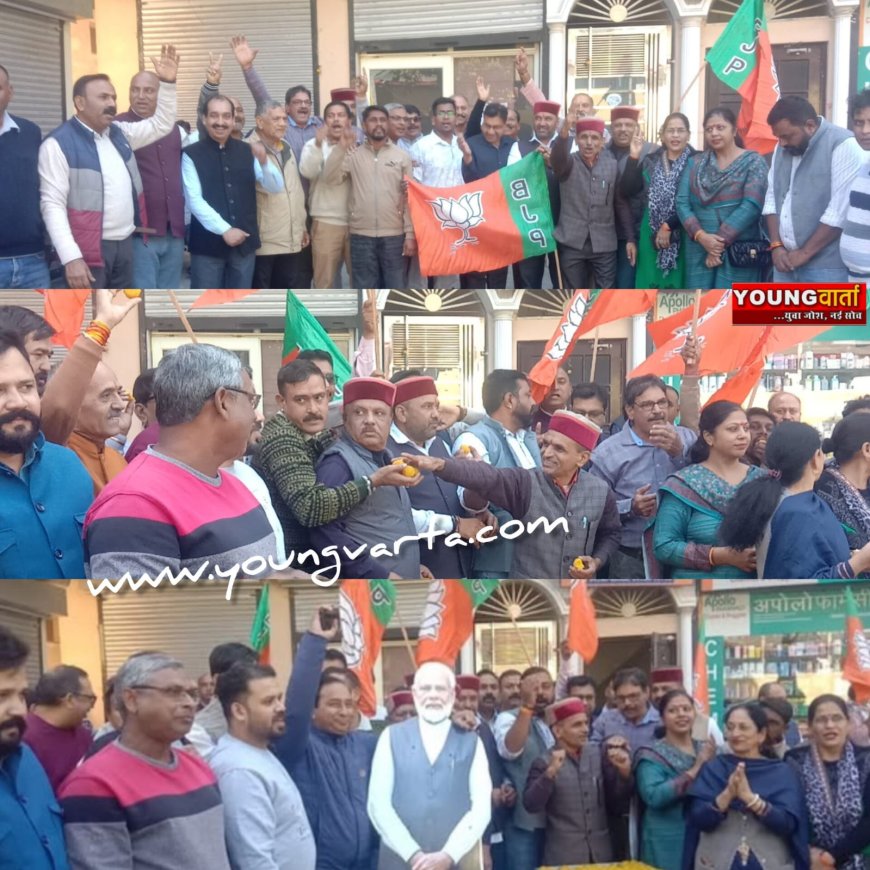 बिहार में एनडीए की जीत पर नाहन में जश्न , शहर के गुन्नू घाट में भाजपा कार्यकर्ताओं ने बांटे लड्डू 