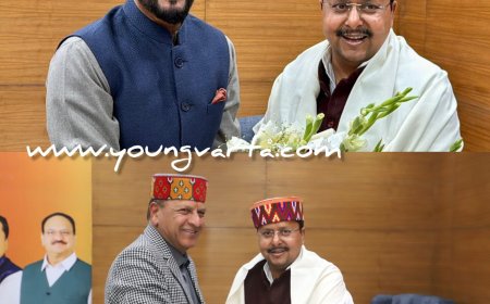 भाजपा के राष्ट्रीय कार्यकारी अध्यक्ष नितिन नबीन से मिले डॉ. राजीव बिंदल व सांसद अनुराग ठाकुर