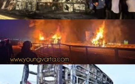 ट्रक से टकराई यात्रियों से भरी बस , नौ लोगों की मौत , कई यात्री घायल 