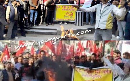 पुतला दहन के बीच मंडी में एंबुलेंस कर्मी ने खुद पर छिड़का डीजल , आत्मदाह के प्रयास से मची अफरा-तफरी