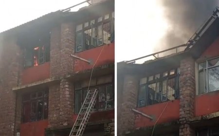 सैनिक स्कूल सुजानपुर की बिल्डिंग में आग लगने से मची अफरा-तफरी 