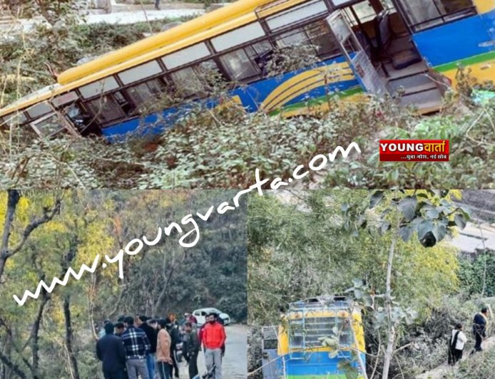 बिना चालक के खाई में लुढ़की बस , हादसे में दस यात्री घायल , दो की हालत गंभीर टांडा रेफर