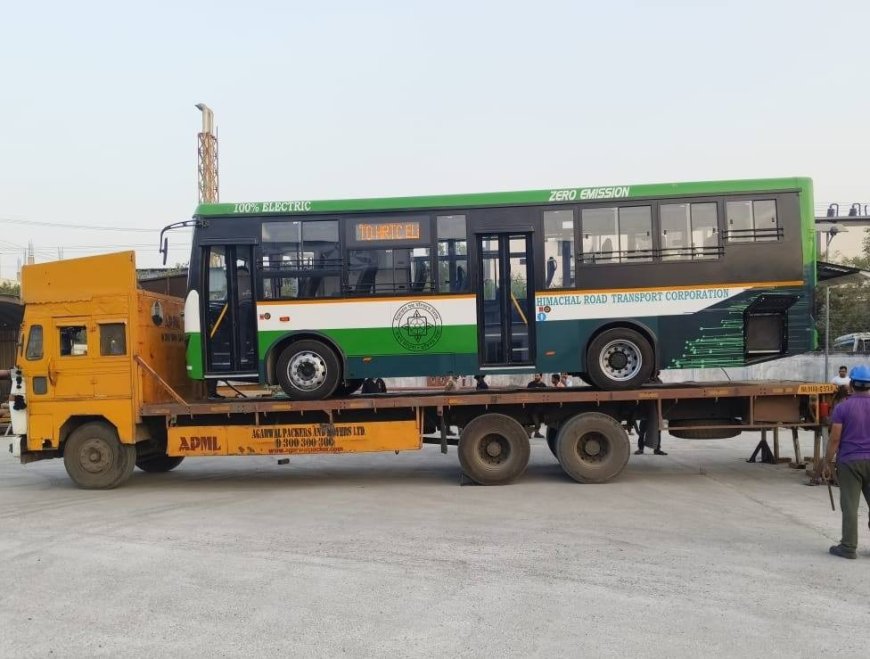 एचआरटीसी बेड़े में शामिल होंगी 297 इलेक्ट्रिक बसें , हैदराबाद से सोलन पहुंची प्रोटोटाइप बस 