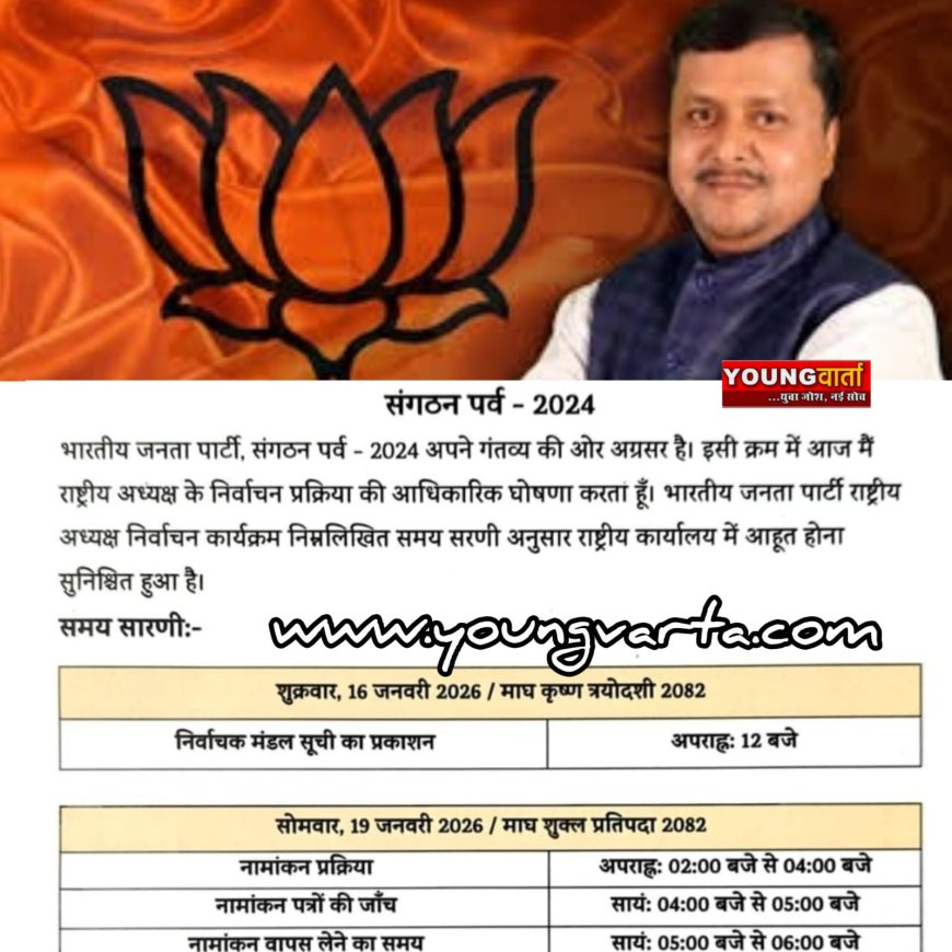 20 जनवरी को भाजपा को मिलेगा नया अध्यक्ष , पार्टी ने जारी की नोटिफिकेशन