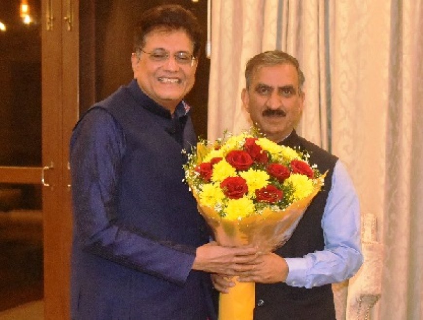 मुख्यमंत्री ने केंद्रीय वाणिज्य एवं उद्योग मंत्री से की भेंट,पीक सीज़न के दौरान सेब आयात पर प्रतिबंध लगाने का आग्रह 