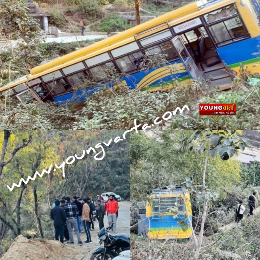 बिना चालक के खाई में लुढ़की बस , हादसे में दस यात्री घायल , दो की हालत गंभीर टांडा रेफर