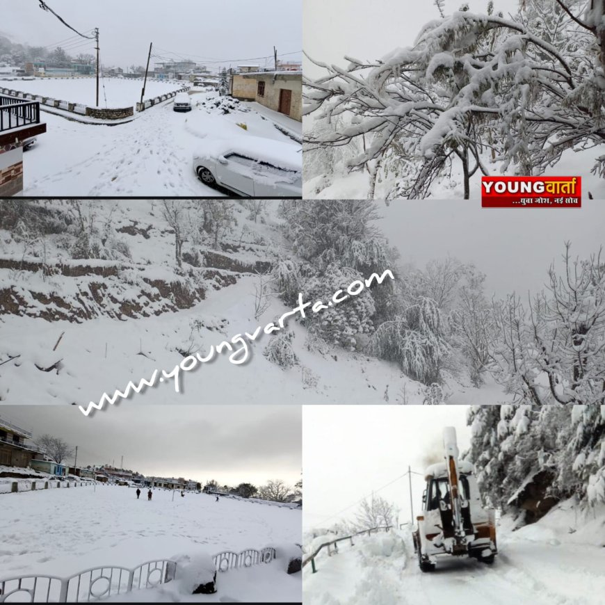 शिमला - सिरमौर समेत प्रदेश की ऊँची पहाड़ियों पर भारी हिमपात , बर्फबारी से जनजीवन अस्तव्यस्त 