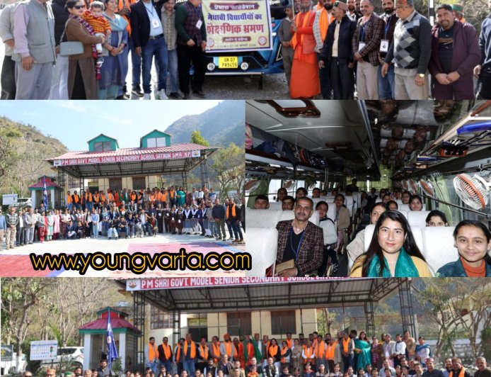 शैक्षणिक भ्रमण के लिए चंडीगढ़ रवाना हुए सतौन स्कूल के छात्र , स्वामी श्यामानंद महाराज ने दिखाई हरी झंडी