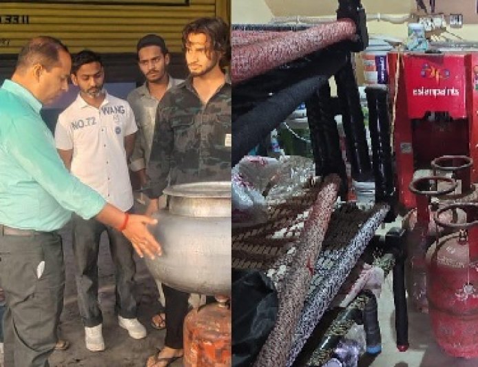 घरेलू गैस सिलेंडर को व्यवसायिक उपयोग में लाने वाले व्यापारियों के 10 सिलेंडर पूर्ति विभाग की टीम ने किए जब्त