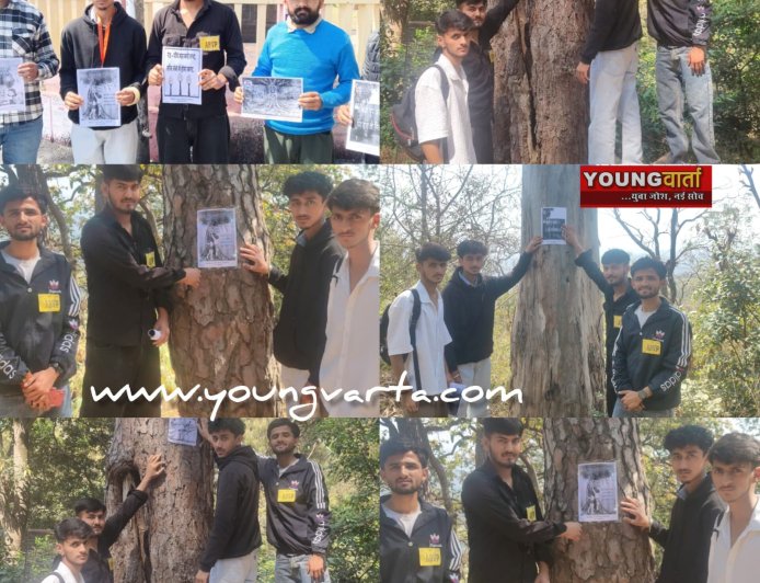 वनों को बचने की एबीवीपी की अनोखी पहल , पेड़ों पर चिपकाए वन संरक्षण के पोस्टर, शिलाई में हुए पेड़ों के कटान पर जताई चिंता
