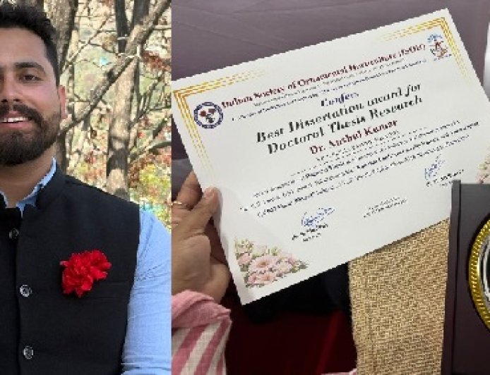 डॉ. अंशुल कुमार को उत्कृष्ट शोध कार्य के लिए बेस्ट डॉक्टोरल डिसर्टेशन अवॉर्ड से किया सम्मानित