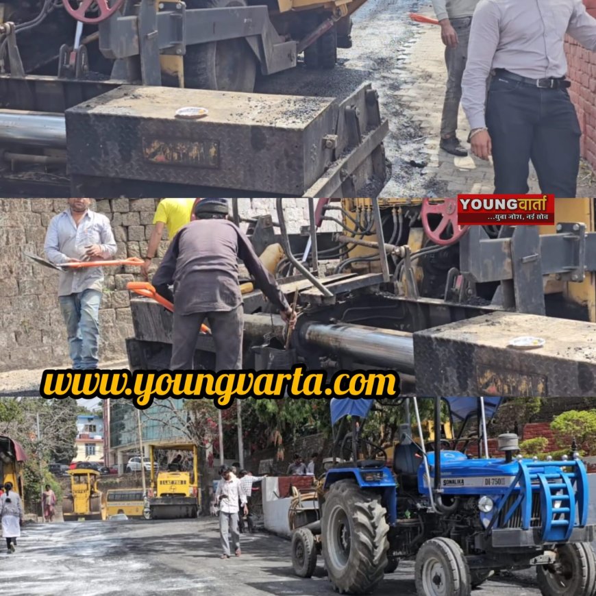 लंबे अरसे बाद सुधरे नाहन की मुख्य सड़क के हालात , लाइब्रेरी चौक से कोर्ट परिसर तक सड़क टारिंग का कार्य पूरा  