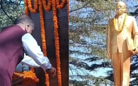 जयराम ठाकुर ने संविधान निर्माता डॉ. भीमराव अंबेडकर की प्रतिमा पर पुष्पांजलि अर्पित कर उन्हें श्रद्धांजलि की अर्पित 
