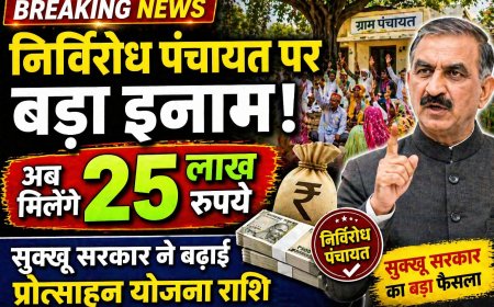 निर्विरोध पंचायतों की लगेगी लाटरी , सुक्खू सरकार ने बढ़ाई राशि , अब मिलेंगे 25 लाख रूपये