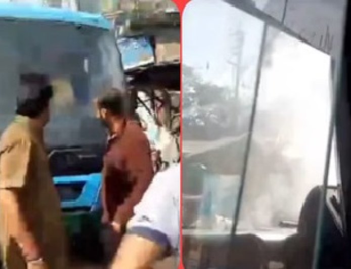 बस के इंजन में अचानक भड़की आग, यात्रियों की सूझबूझ से समय रहते आग पर पाया काबू  