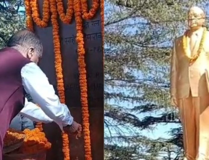 जयराम ठाकुर ने संविधान निर्माता डॉ. भीमराव अंबेडकर की प्रतिमा पर पुष्पांजलि अर्पित कर उन्हें श्रद्धांजलि की अर्पित 