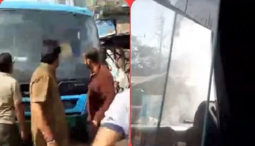 बस के इंजन में अचानक भड़की आग, यात्रियों की सूझबूझ से समय रहते आग पर पाया काबू  