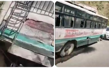 चंबा से दुलारा की ओर जा रही HRTC बस का अचानक फटा टायर, चालक की सूझबूझ से बची सवारियों की जान