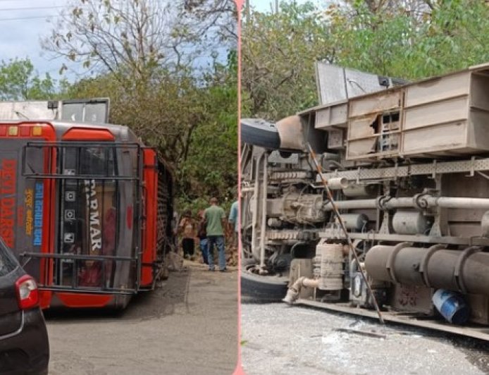 चलती बस में ड्राइवर को आया हार्ट अटैक, सड़क पर बस पलटने से कई घायल