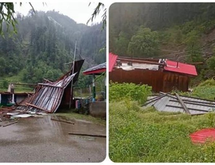 हिमाचल में आंधी-तूफान ने मचाई तबाही, 2 लोगों की मौत, घरों की छतें उड़ीं