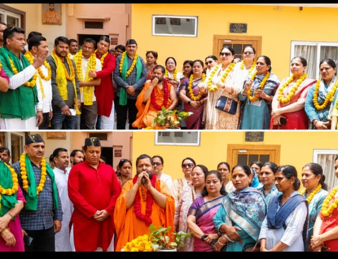 महामंडलेश्वर 1008 रामेश्वर नंद सरस्वती को भारतीय किसान यूनियन (सर्वे) का राष्ट्रीय संरक्षक के रूप में किया सम्मानित