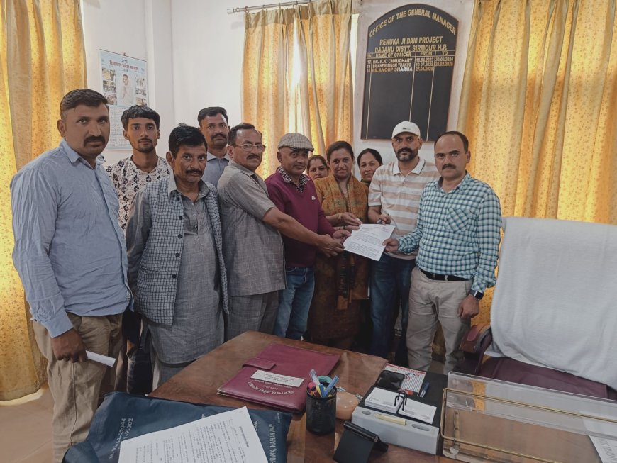 रेणुका बांध विस्थापितों ने सौंपा मांग पत्र, मांगे पूरी न होने तक टेस्टिंग रोकने का ऐलान