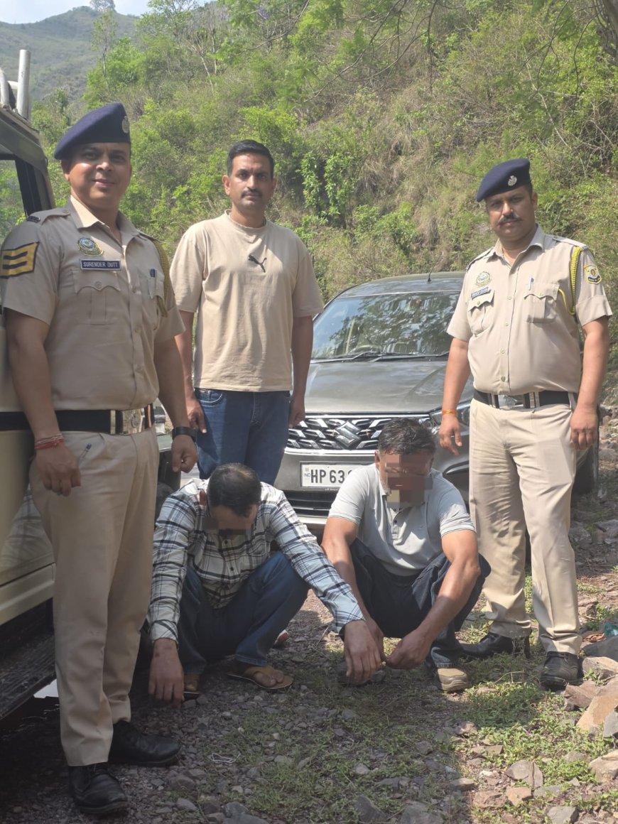 नाहन-रेणुका रोड पर नाकाबंदी के दौरान कार से 6.95 ग्राम चिट्टा बरामद, दो गिरफ्तार