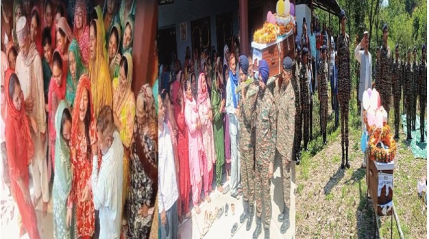 जवान अभिषेक का सैन्य सम्मान के साथ अंतिम संस्कार, पत्नी ने लाल जोड़े में दी अंतिम विदाई