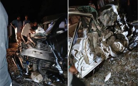 हमीरपुर फोरलेन पर 2 कारों के बीच भीषण टक्कर, महिला की मौत, 3 बच्चों सहित 10 घायल