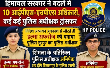 हिमाचल में 10 आईपीएस-एचपीएस अधिकारियों के तबादले, कई एसपी भी बदले