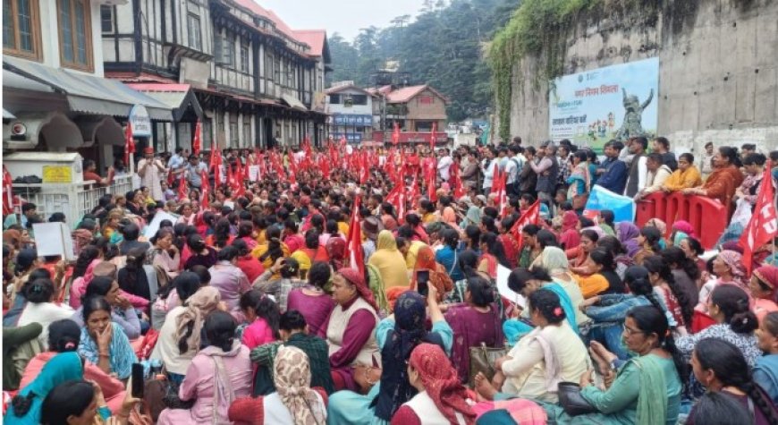 प्रदेशव्यापी हड़ताल पर मिड डे मील वर्कर्स कीसचिवालय तक रोष रैली, सरकार पर शोषण का आरोप