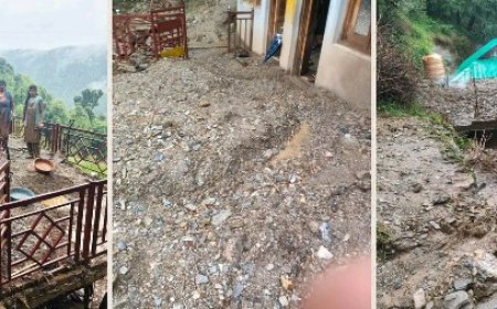 चंबा के सलूणी में घरों में घुसा मलबा, पंगोला नाला के पास चंबा-तीसा मार्ग बंद