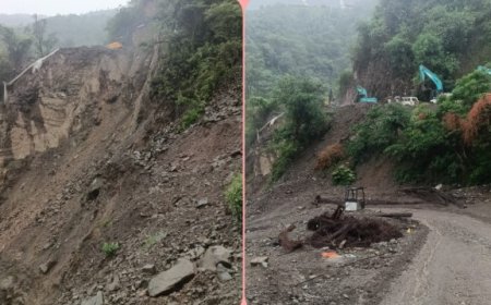 भूस्खलन से मटौर-शिमला हाईवे बंद, बिलासपुर पुलिस ने जारी किया डायवर्जन प्लान