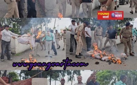 CPIM ने अमरिका के राष्ट्रपति और पीएम नरेंद्र मोदी का फूंका पुतला, USA के साथ हुई ट्रेड डील के विरोध में किया प्रदर्शन