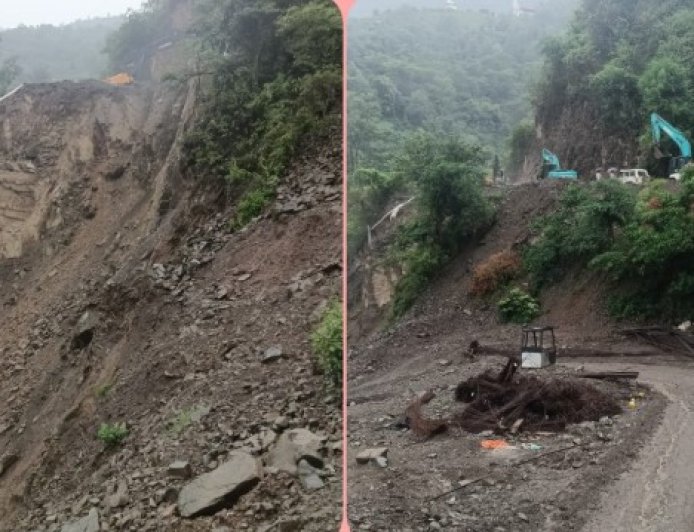 भूस्खलन से मटौर-शिमला हाईवे बंद, बिलासपुर पुलिस ने जारी किया डायवर्जन प्लान