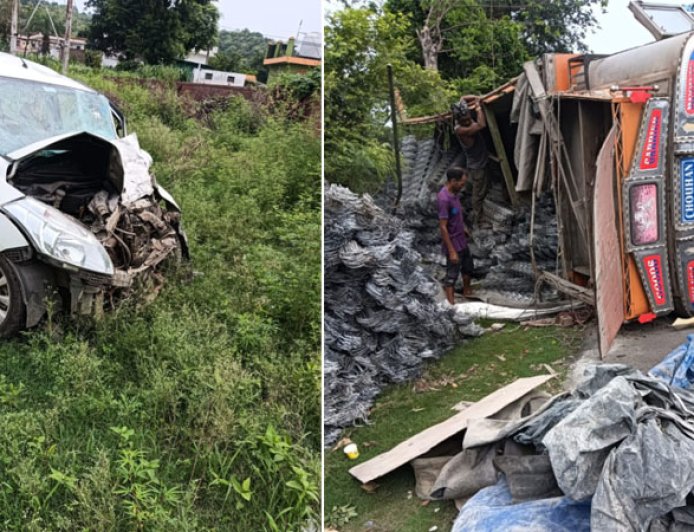 मुबारिकपुर-अंब रोड पर भीषण सडक़ हादसा, 3 बच्चों सहित 7 लोग गंभीर घायल