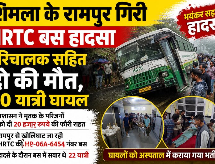 शिमला के रामपुर में दर्दनाक हादसा, HRTC बस दुर्घटनाग्रस्त परिचालक समेत दो की मौत, 20 यात्री घायल