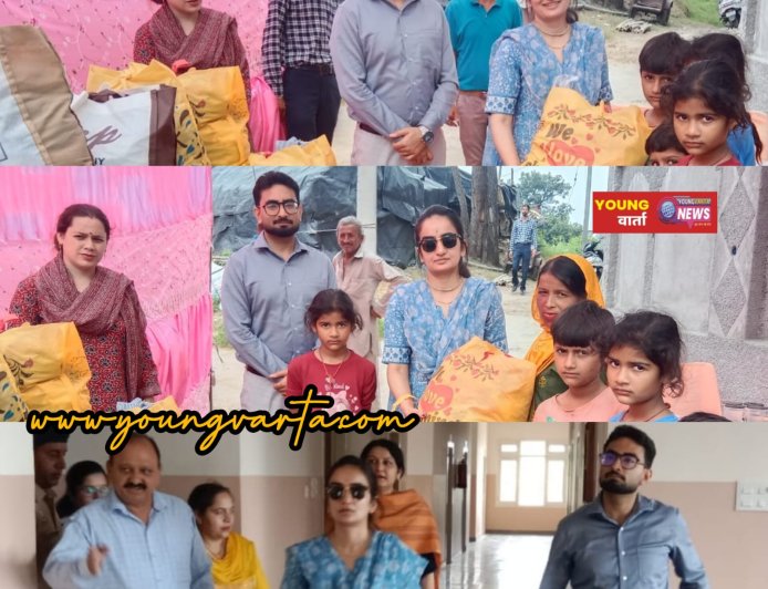 निर्धनों का दर्द बाँटने झुग्गी बस्ती पहुंची डीसी गंधर्वा राठौड़ , लोगों का बांटे कपड़े और खिलौने