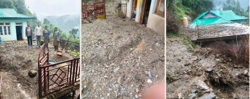 चंबा के सलूणी में घरों में घुसा मलबा, पंगोला नाला के पास चंबा-तीसा मार्ग बंद