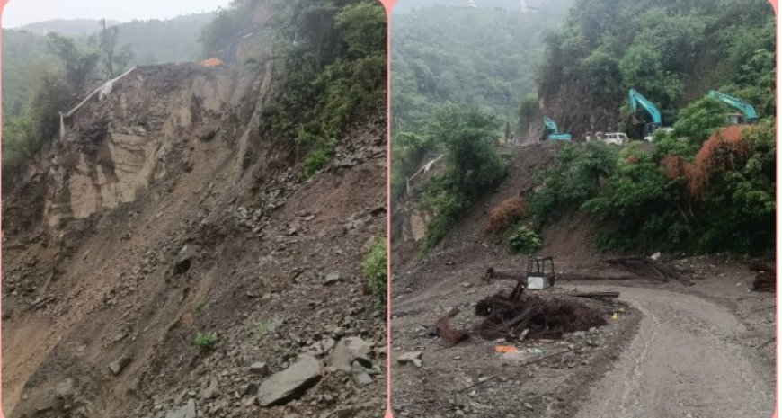 भूस्खलन से मटौर-शिमला हाईवे बंद, बिलासपुर पुलिस ने जारी किया डायवर्जन प्लान