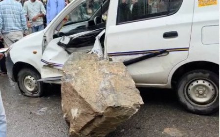 आनी में दो कारों पर गिरीं चट्टानें, 2 घायल, मंडी-कुल्लू हाईवे समेत कई सड़कें बंद