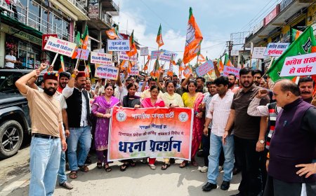 शिलाई में भाजपा का सरकार के खिलाफ जोरदार प्रदर्शन, बंद संस्थानों की बहाली की उठाई मांग