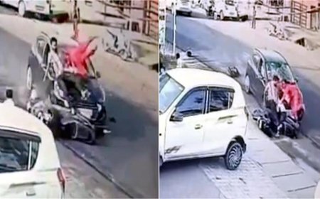तेज रफ्तार का कहर, टक्कर लगते ही हवा में उछलकर कार के बोनट पर गिरे पति-पत्नी और 7 साल का बेटा