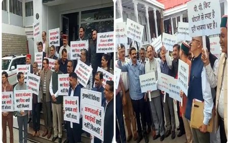 विधानसभा के बाहर सियासी प्रदर्शन, महंगाई और हिमकेयर को लेकर कांग्रेस-भाजपा आमने-सामने
