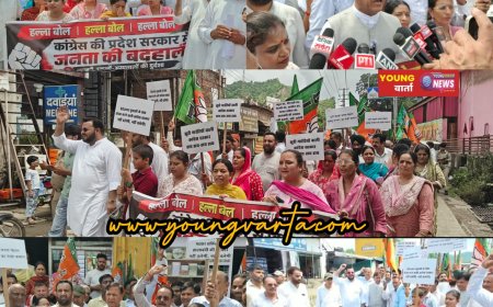 सड़कों की दुर्दशा और सरकारी संस्थानों की तालाबंदी के खिलाफ भाजपा का कालाअंब में विरोध प्रदर्शन