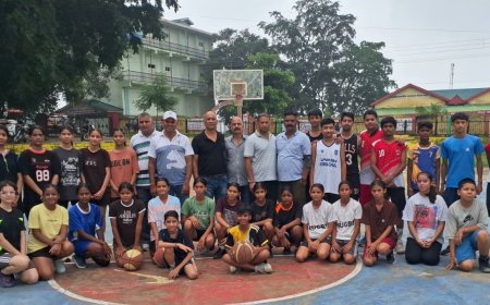 अंडर 17 बास्केटबॉल के ट्रायल में सिरमौर के सभी विकास खंडों से करीब 40 बच्चों लिया ट्रायल में हिस्सा