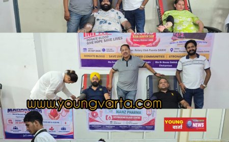 रोटरी क्लब पांवटा साहिब ने लगाया विशाल रक्तदान शिविर, लगभग 75 लोगों ने किया रक्तदान
