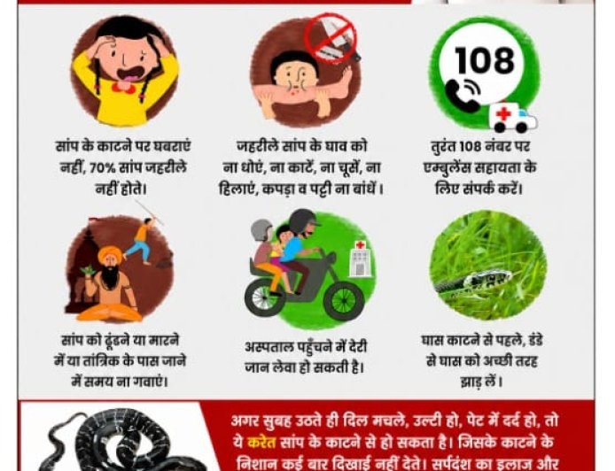 सर्पदंश से बचाव को लेकर स्वास्थ्य विभाग ने जारी की एडवाइजरी